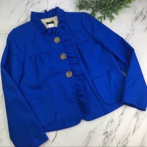 J.CREW Fiona Jacket Coat Vibrant Blue 100% Wool